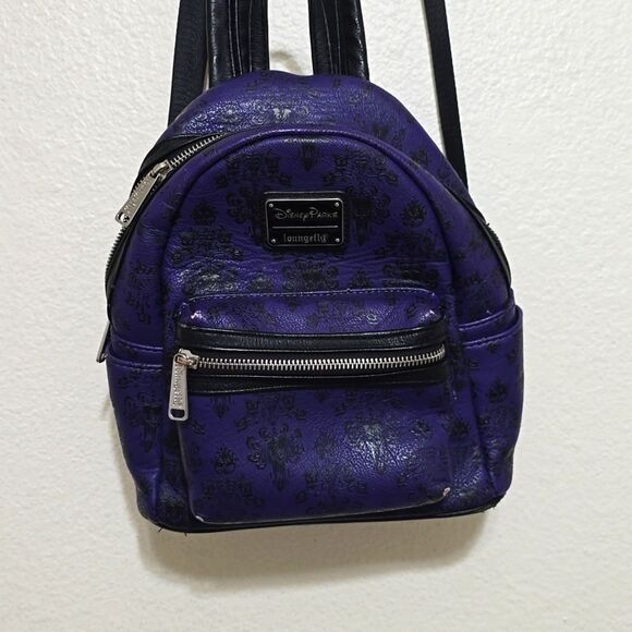 💜 Disney Parks Loungefly X Haunted Mansion Wallpaper Backpack - Picture 1 of 13